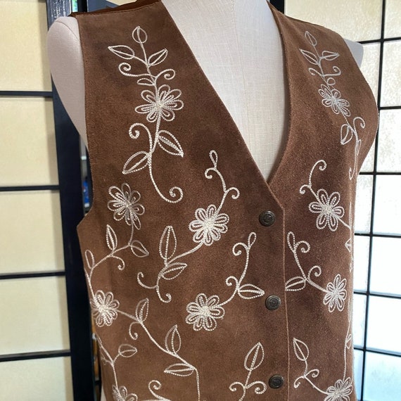 Vintage Agapo Embroidered Leather Vest - image 2