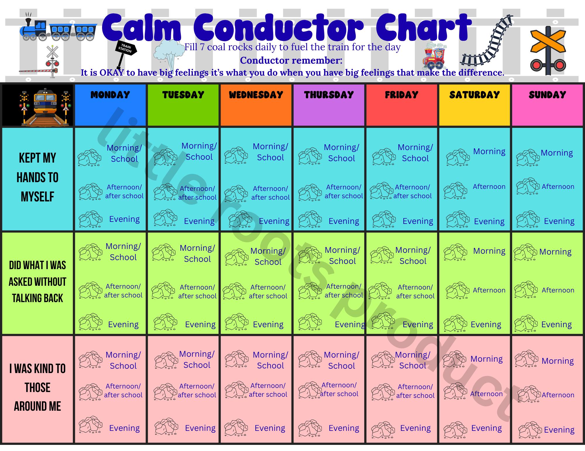 Train Behaviour Sticker Chart Train Behavior Chart for Kids | Calm Conductor Reward Chart | Printable ...