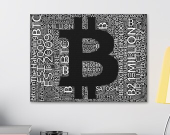 Bitcoin Word Cloud Black Canvas