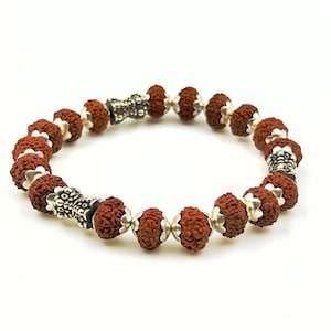925 Silver Adjustable Rudraksha Bracelet |10 Mukhi Indonesian Rudraksha Beads 8.5-9.5mm |Spiritual Healing Bracelet for Protection|Certified