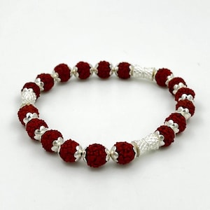 Sterling Silver Rudraksha Bead Bracelet: Adjustable Spiritual Jewelry