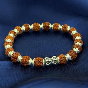 Sterling Silver Rudraksha Bracelet: Adjustable Spiritual Jewelry