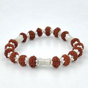 10 Mukhi Indonesian Rudraksha Bracelet: Sterling Silver Healing Jewelry