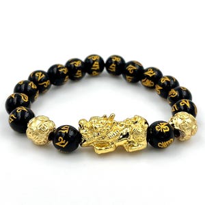 Pulsera Pixiu de obsidiana negra: Joyería Feng Shui para la riqueza y la protección