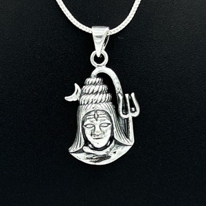 Oxidized Sterling Silver Lord Shiva Pendant: Handcrafted Hindu Necklace