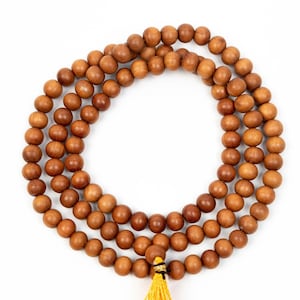 Sandalwood Mala Necklace: 108 Bead Prayer Beads for Meditation