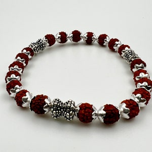 925 Sterling Silver Adjustable Bracelet with Rudraksha Beads|Spiritual & Authentic Unisex Jewelry|Ideal Gift with Authenticity Certification
