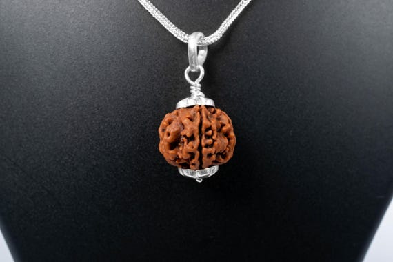 5 Mukhi Nepali Rudraksha 925 Silver Pendant: Sacred Jewelry | Certified Lord Shiva's Panchmukhi Face