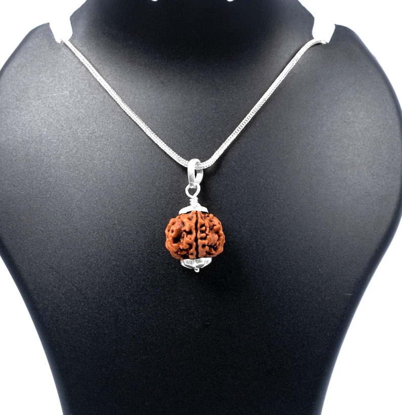 4 Mukhi Nepali Rudraksha 925 Silver Pendant | Spiritual Necklace