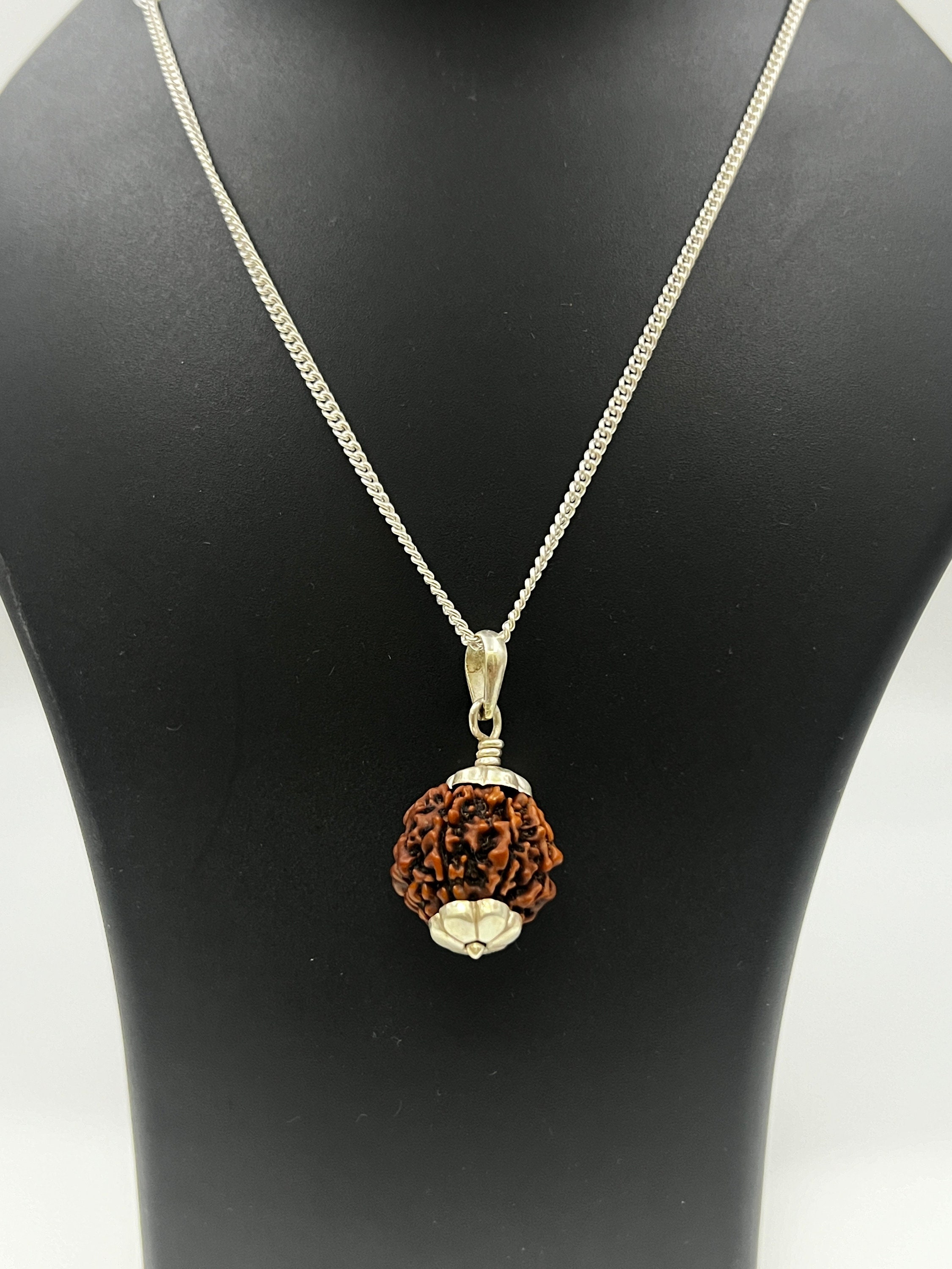 Chain With Rudraksha Rudraksh In Silver Chain Panchmukhi Rudraksh