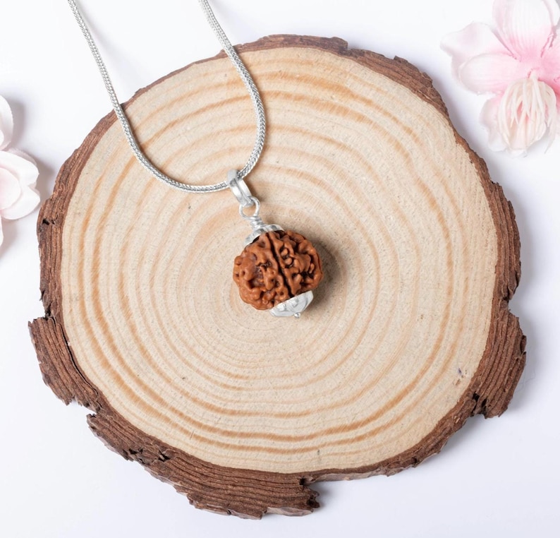 4 Mukhi Nepali Rudraksha 925 Silver Pendant | Spiritual Necklace