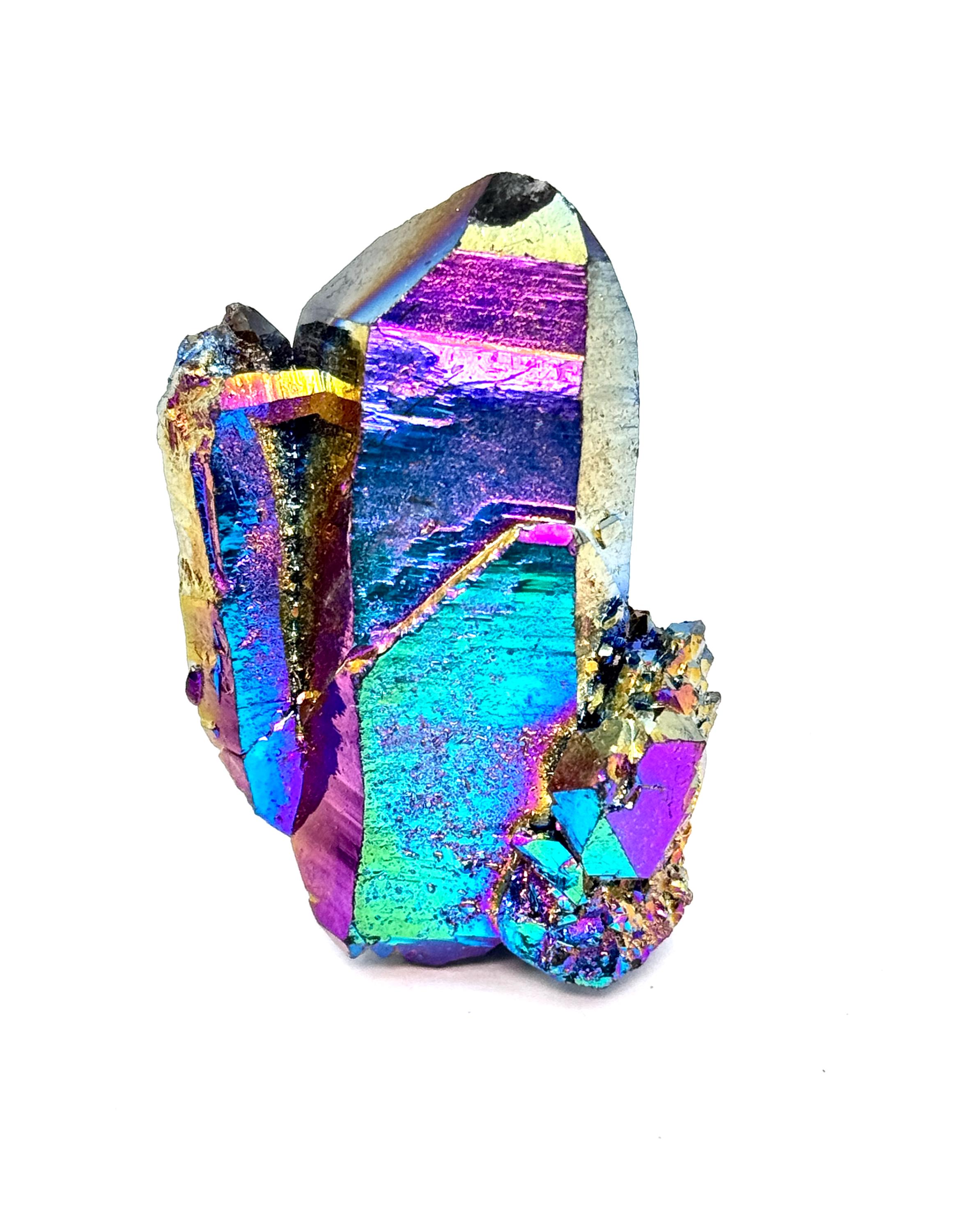 レインボーチタンクォーツオーラクラスター：ヒーリングクリスタル