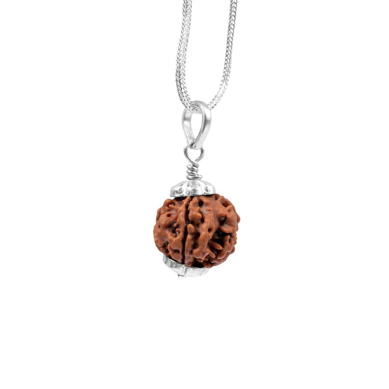 4 Mukhi Nepali Rudraksha 925 Silver Pendant | Spiritual Necklace