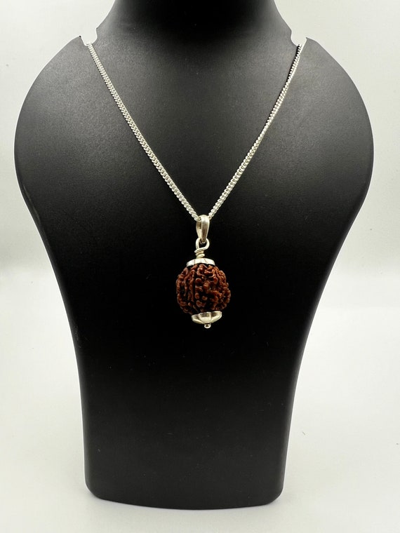 Certified Mukhi Nepali Rudraksha 925 Silver Pendant Spiritual