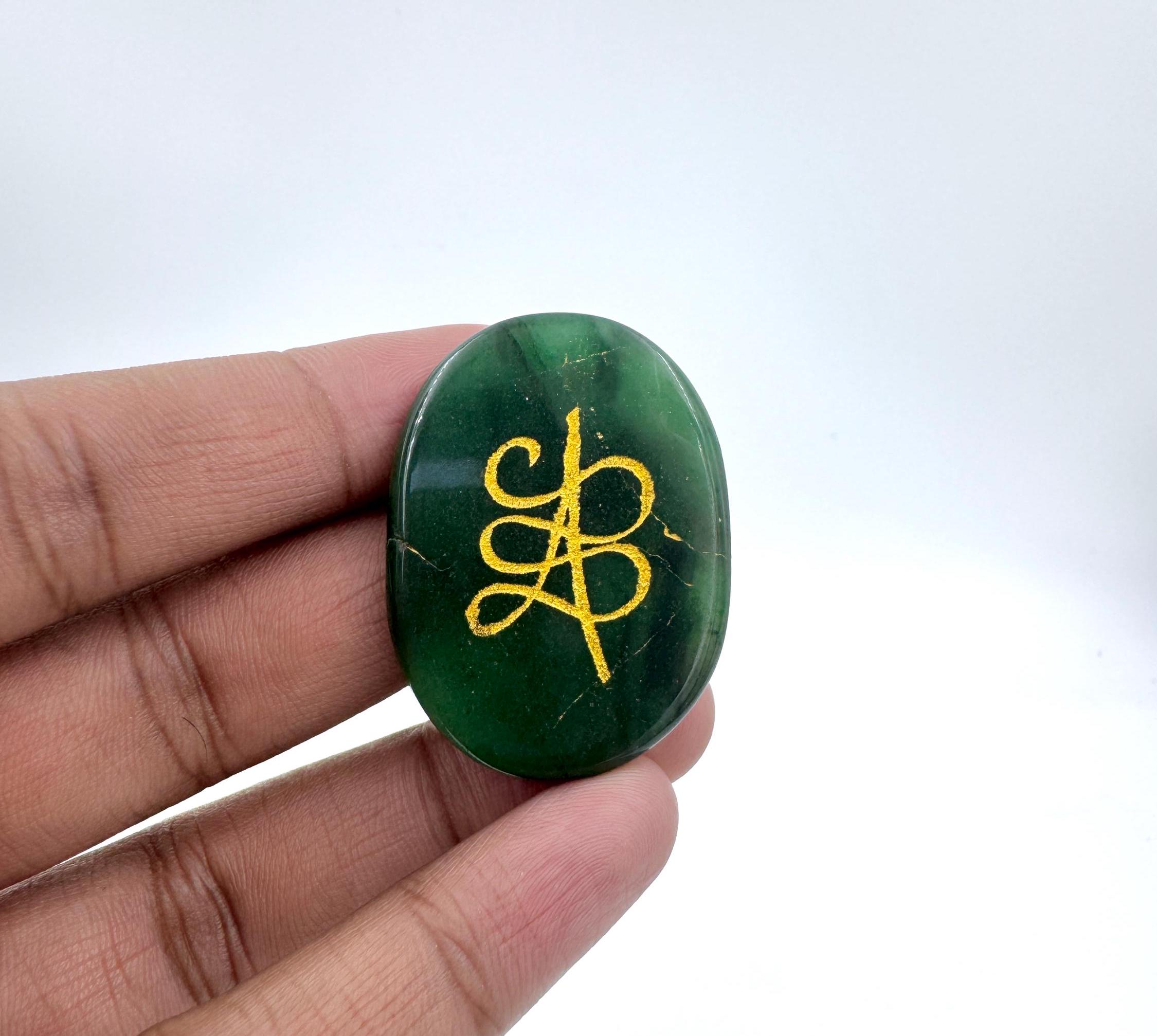 Pièce Talisman Zibu En Jade Vert Naturel - Feng Shui - Fait Main En Inde