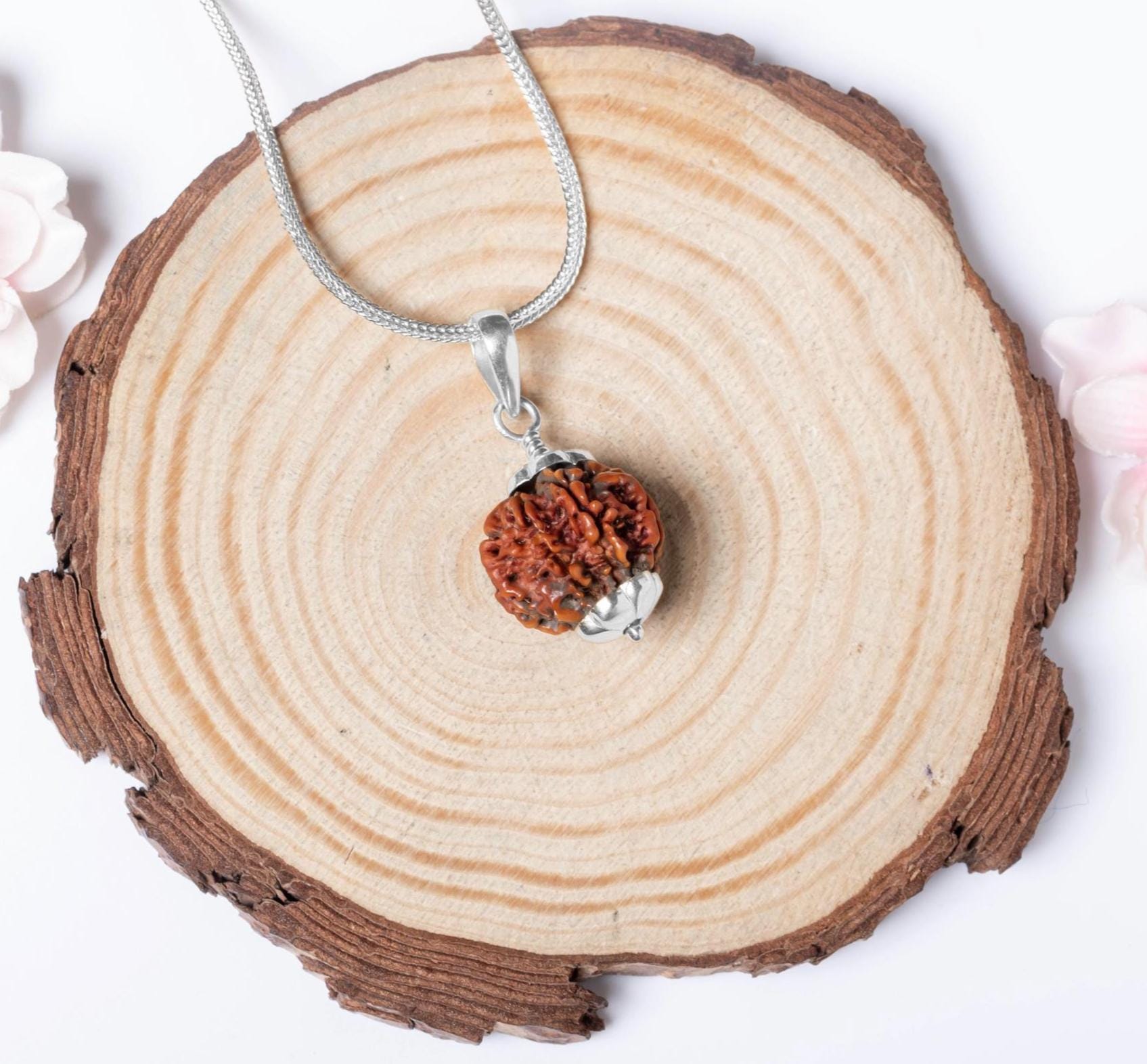 Ciondolo in argento 925 Mukhi nepalese Rudraksha: gioielli sacri / Volto Panchmukhi certificato di Lord Shiva - Italia