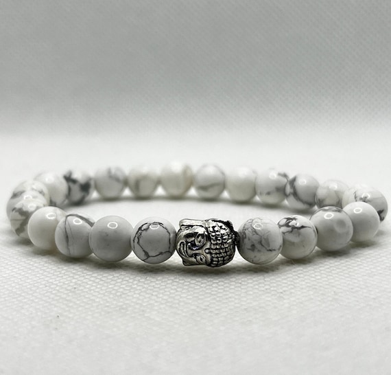 AAA White Howlite Bracelet 8mm: Calming Gemstone Jewelry