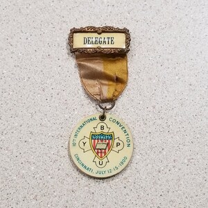 Vintage 1900 10th International Convention Cincinnati Delegate Pin Loyalty To Christ YBPU- July 12-15th 1900- Ohio- Whitehead & Hoag Company