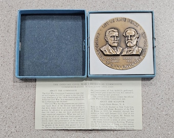 1961-1965 Civil War Centennial Commission "Let Us Have Peace" Ulysses S. Grant & Robert E. Lee Bronze Medallion, Box, COA By Medallic Art Co