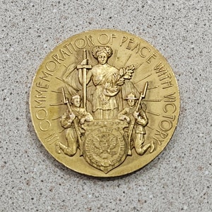 1917-1919 In Commemoration Of Peace With Victory Medallion- Citizens Of Jefferson County, OH- World&#39;s Great War- Made By Green Duck Co Medal