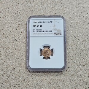 Vintage 1902 Great Britain 1/2 Farthing Bronze Coin NGC Slabbed & Graded At MS65 RB- Uncrowned Portrait Of King Edward VII Facing Right