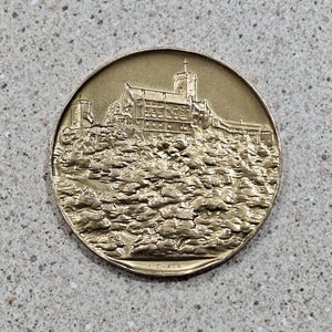 Vintage 1930 Germany Weimar Republic Wartburg Castle Loyalty In Work 1-3/4 Inch Bronze Medallion By Karl Goetz
