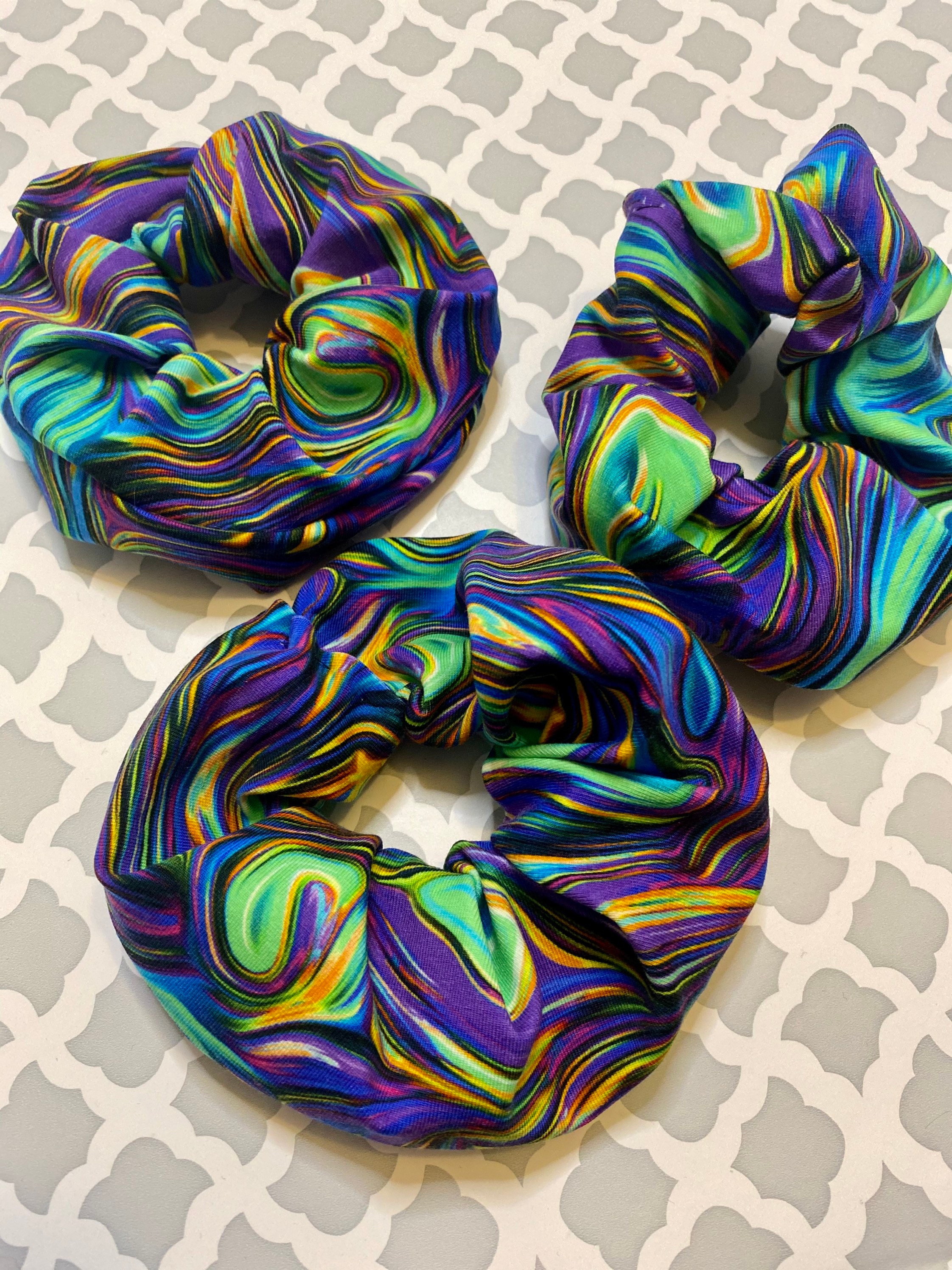 Fabric scrunchies Colourful swirl Etsy