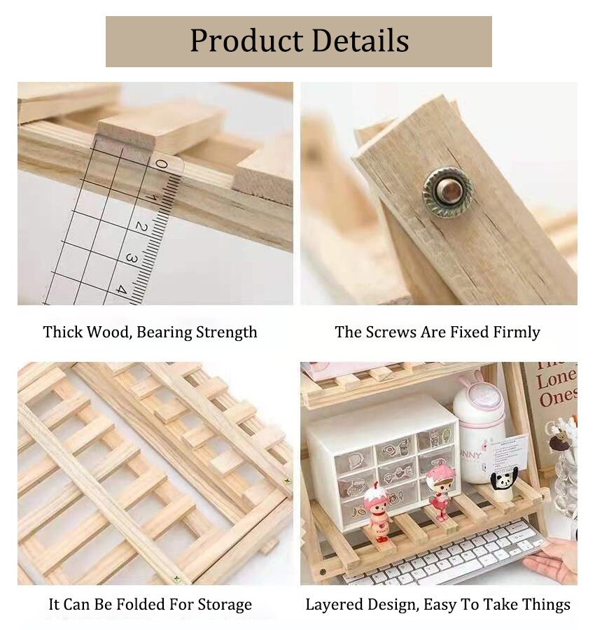 Wooden Table Rack Two Tier Desk Shelf Wood Bookrack Desktop - Etsy UK