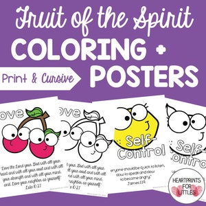Fruit of the Spirit Coloring Pages & Posters, Sunday School Activity (Digital Download)