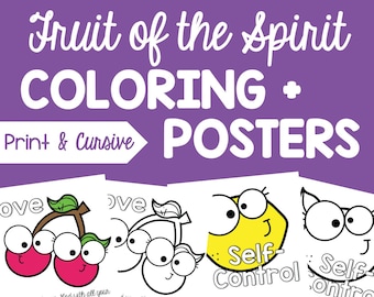 Fruit of the Spirit Coloring Pages & Posters, Sunday School Activity (Digital Download)