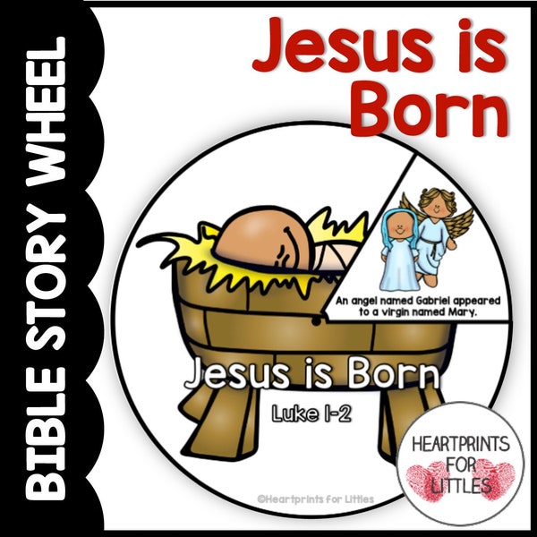 Christmas Bible Story Wheel, Jesus is Born, The Birth of Jesus, Nativity Craft, Bible Story Craft, Sunday School Activity