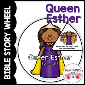 Queen Esther Bible Story Wheel, Esther 2-7, Bible Craft, Sunday School Activity