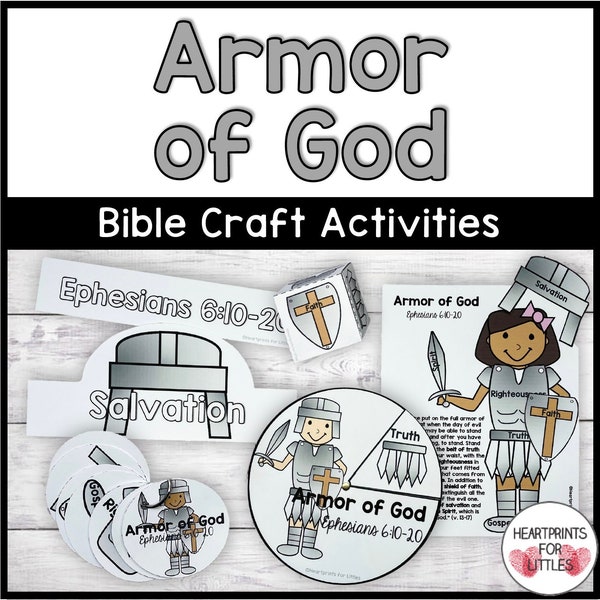 Armor of God Bible Craft Activities, Supplement Bible Activities for Kids, Ephesians 6:10-20, Sunday School Craft, Homeschool Activity