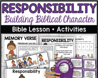 Responsibility Bible Lesson & Activities, Building Biblical Character Education (Digital Download)