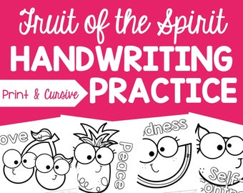 Fruit of the Spirit Handwriting Practice, Bible Verse Tracing (Digital Download)