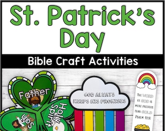 St. Patrick's Day Bible Craft Activities, Holy Trinity Clover Craft, Rainbow Craft, Bookmarks, March Coloring Pages, Sunday School Fun