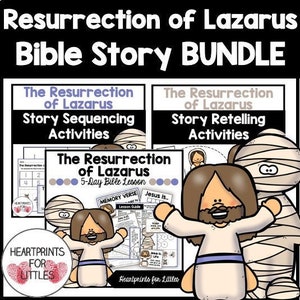 The Resurrection of Lazarus Bible Story Bundle, 5-Day Bible Lesson, Sequencing Activities, Retelling Activities, Sunday School Resources