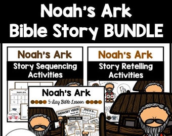 Noah's Ark Bible Story Bundle, 5-Day Bible Lesson, Sequencing Activities, Retelling Activities, Sunday School Resources