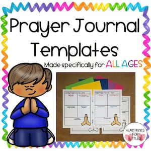 Prayer Journal Templates for All Ages, Sunday School, Homeschool
