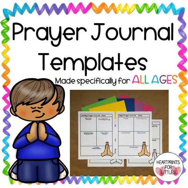 Prayer Journal Templates for All Ages, Sunday School, Homeschool