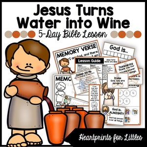 Jesus Turns Water into Wine Bible Lesson, Homeschool & Sunday School Activities (Digital Download)