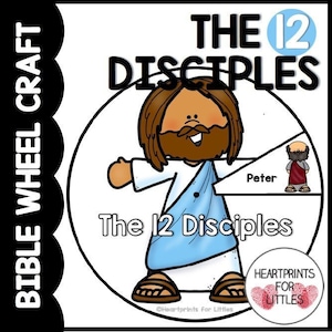 The 12 Disciples Wheel Craft, Bible Activity for Kids, Sunday School Craft, Homeschool Bible Activity