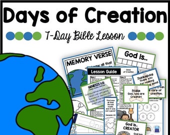 Days of Creation 7-Day Bible Lesson for Kids, Homeschool Activities, Sunday School Lesson