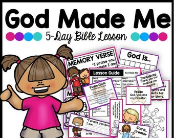 God Made Me Bible Lesson, Homeschool & Sunday School Activities (Digital Download)