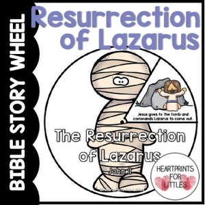 The Resurrection of Lazarus Bible Story Wheel, Bible Story Craft, Sunday School Activity