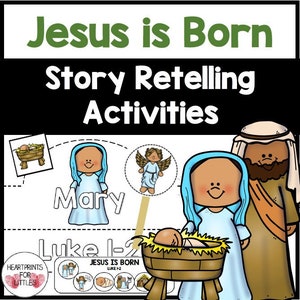 The Birth of Jesus Bible Story Retelling Activities for Kids, The Nativity Retelling, Sunday School Activity