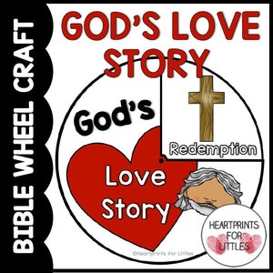 God's Love Story Wheel Craft, Bible Activity for Kids, Sunday School Craft, Homeschool Bible Activity