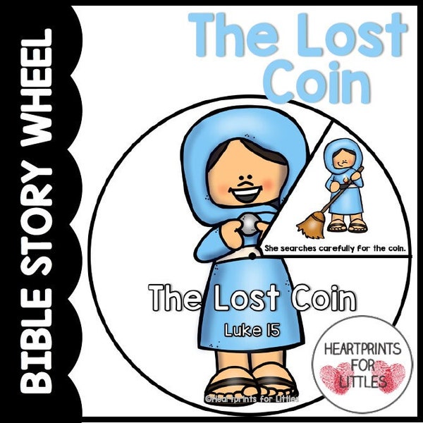 The Parable of the Lost Coin Bible Story Wheel, Bible Story Craft, Sunday School Activity