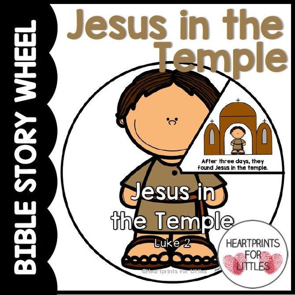 Jesus in the Temple Bible Story Wheel, Luke 2, Bible Story Craft, Sunday School Activity