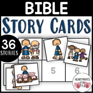 Bibel-Geschichten-Karten, Bibel-Reihenfolge, Bibel-Nacherzählen, 36 Bibel-Geschichten, Altes und Neues Testament, Sonntagsschul-Aktivität, Homeschool-Ressource